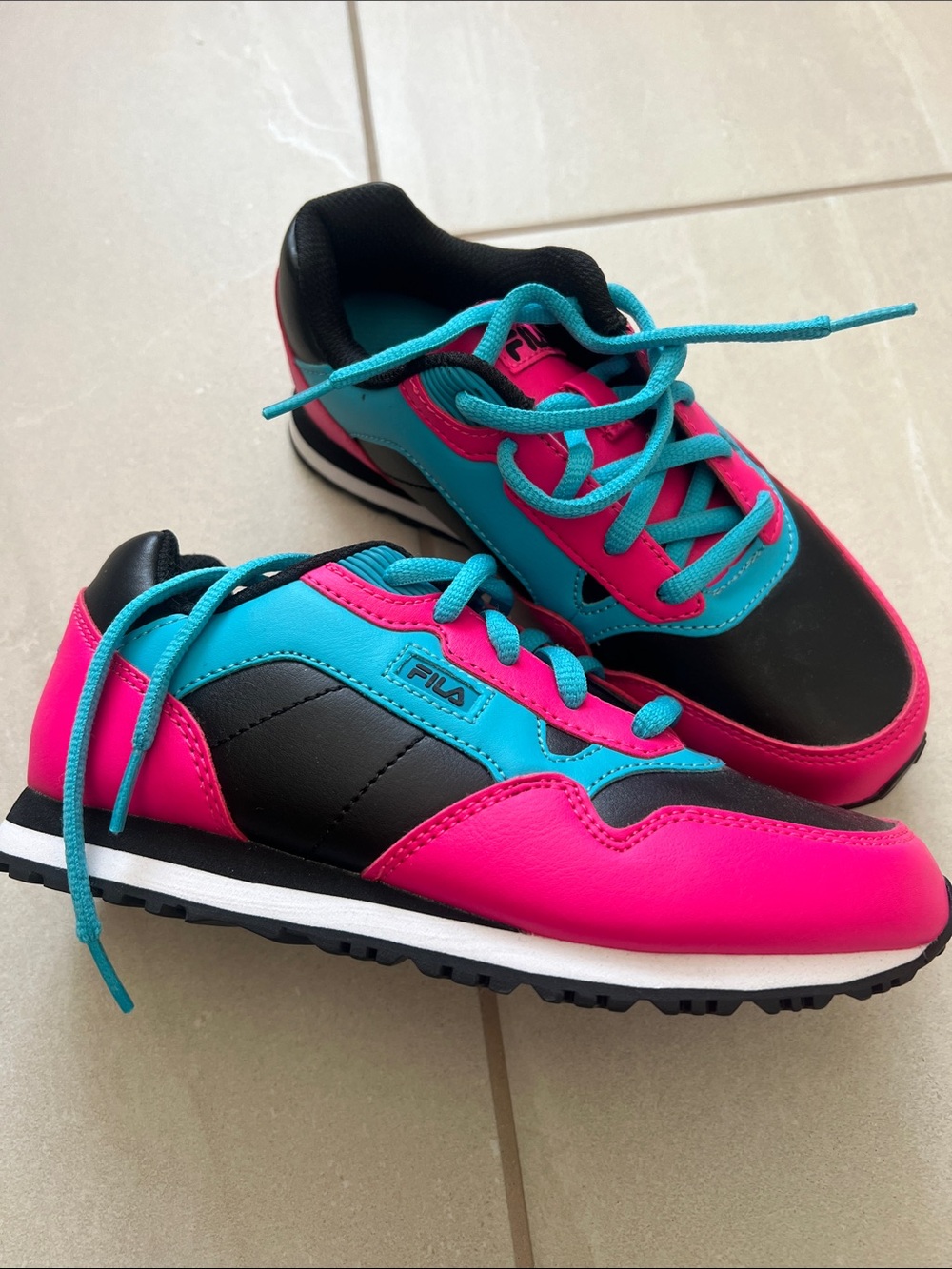 Fila Kids Bright Pink and Teal Sneakers - Picture 2 of 5